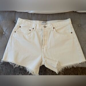 Agolde White Denim Shorts
